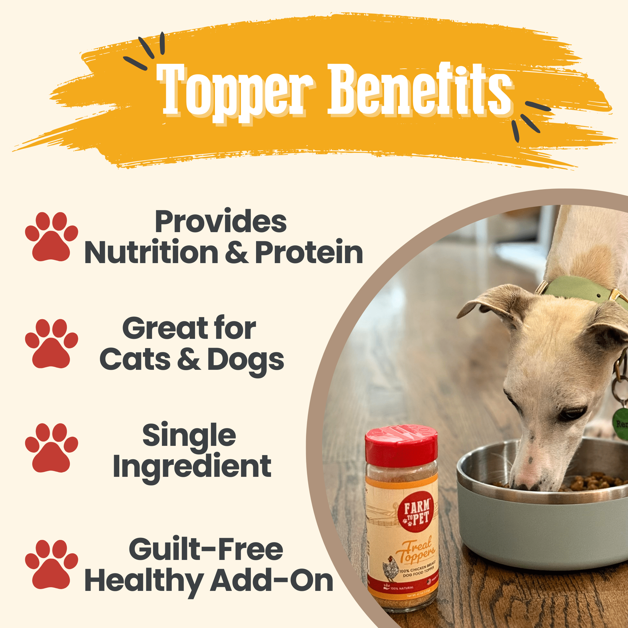 Treat Topper Chicken Dog Food Topper | Healthy Meal Supplement for Dogs Farm To Pet