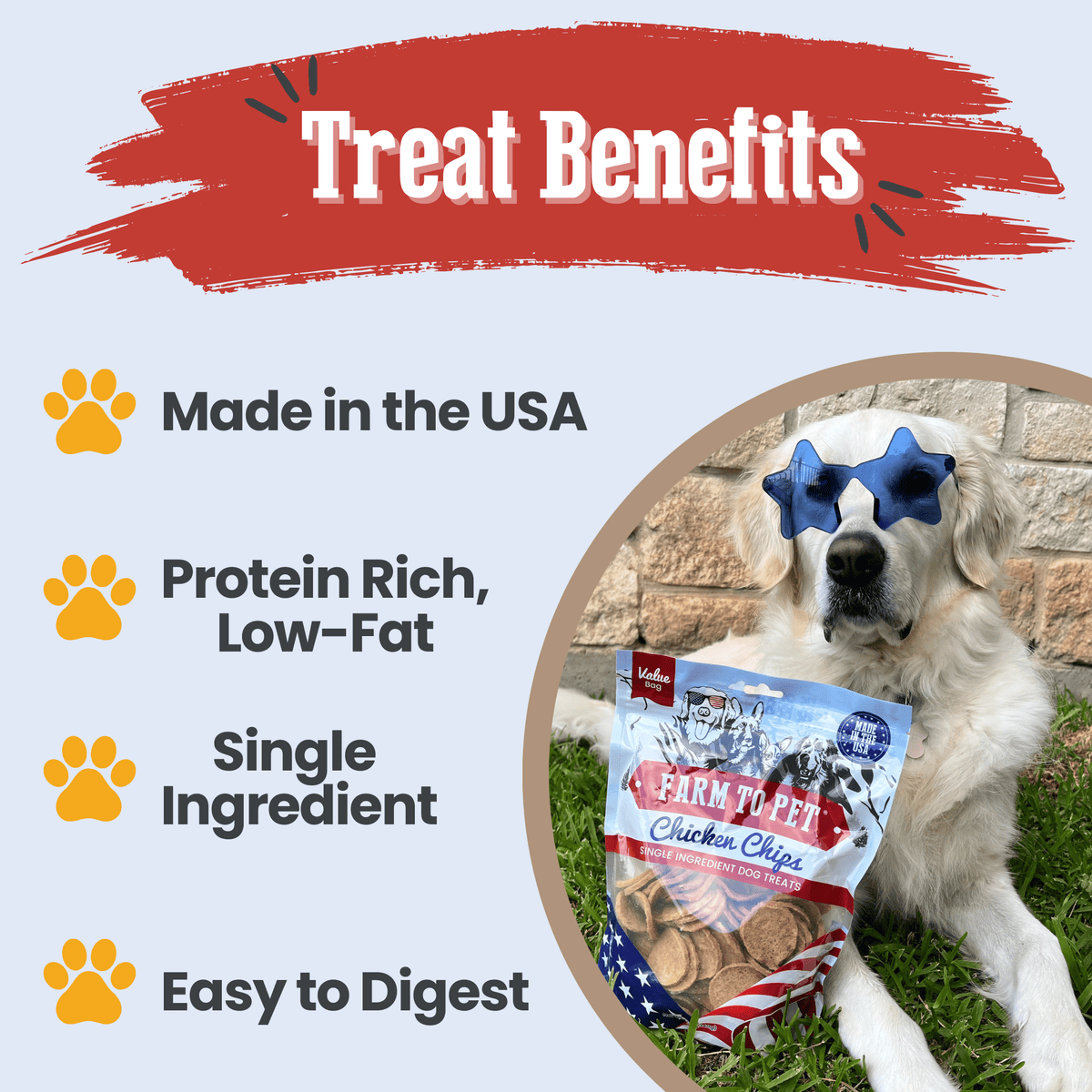 Americana Chicken Chips for Dogs | Celebrate with USA-made Dog Treats Farm To Pet