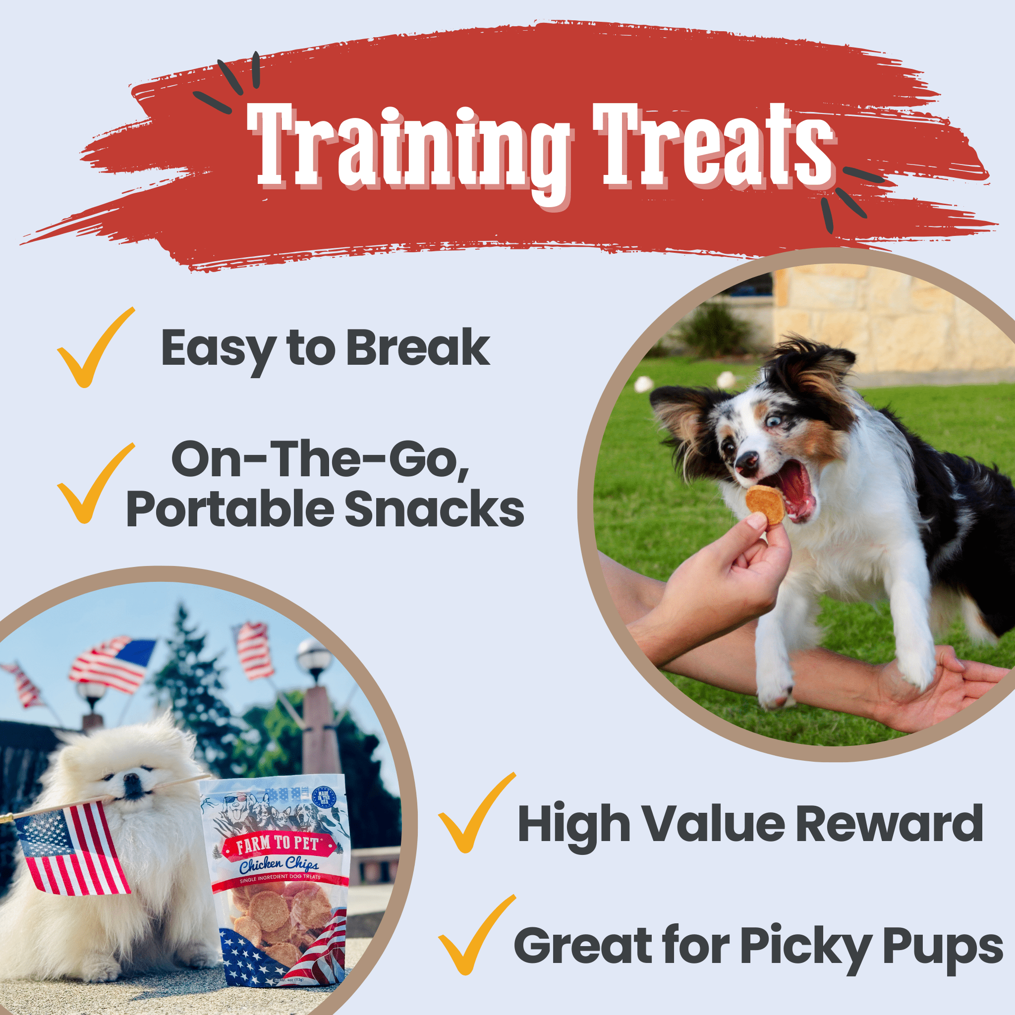 Americana Chicken Chips for Dogs | Celebrate with USA-made Dog Treats Farm To Pet