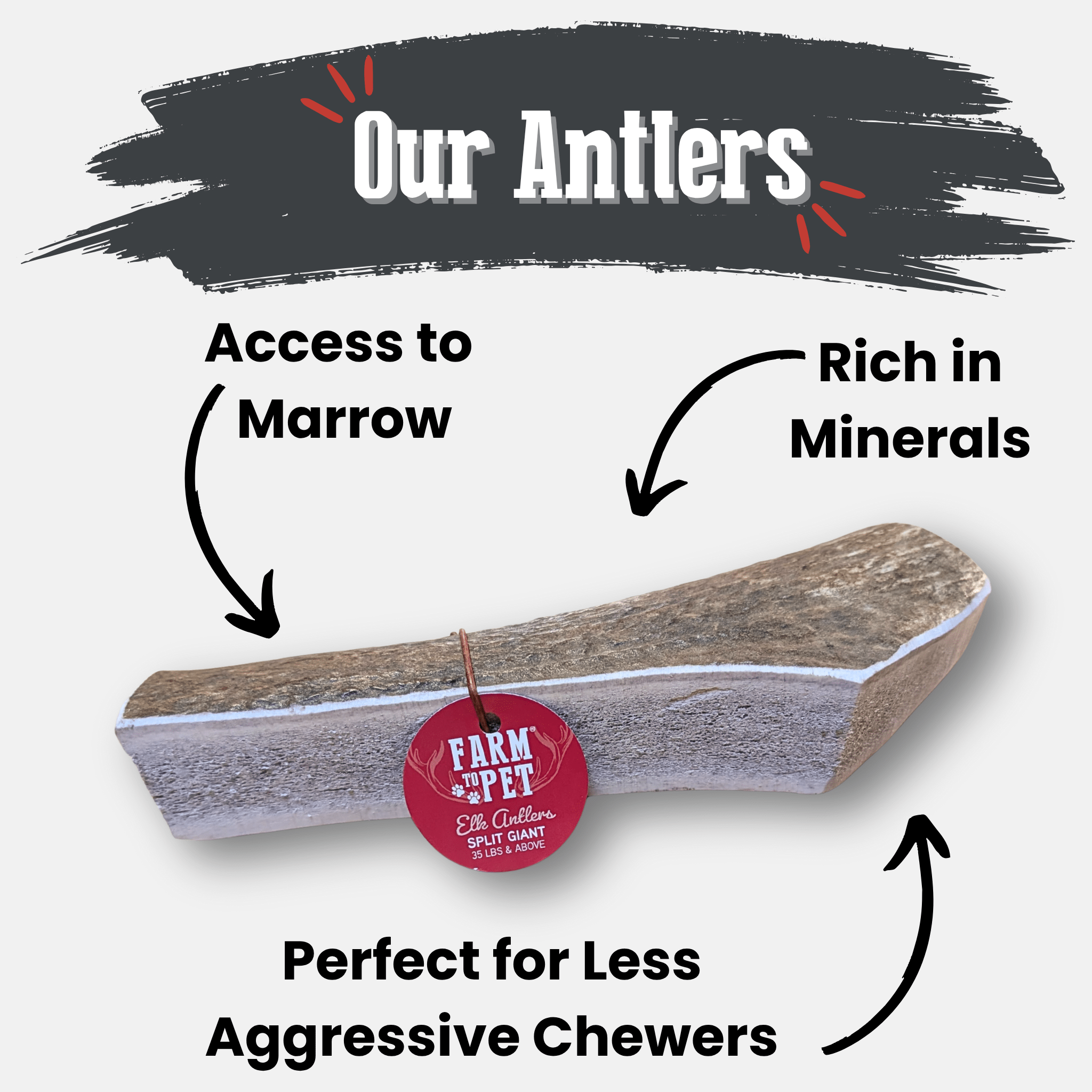 Elk Antler Dog Chews | All-Natural Whole and Split Elk Antler Chews for Dogs Farm To Pet