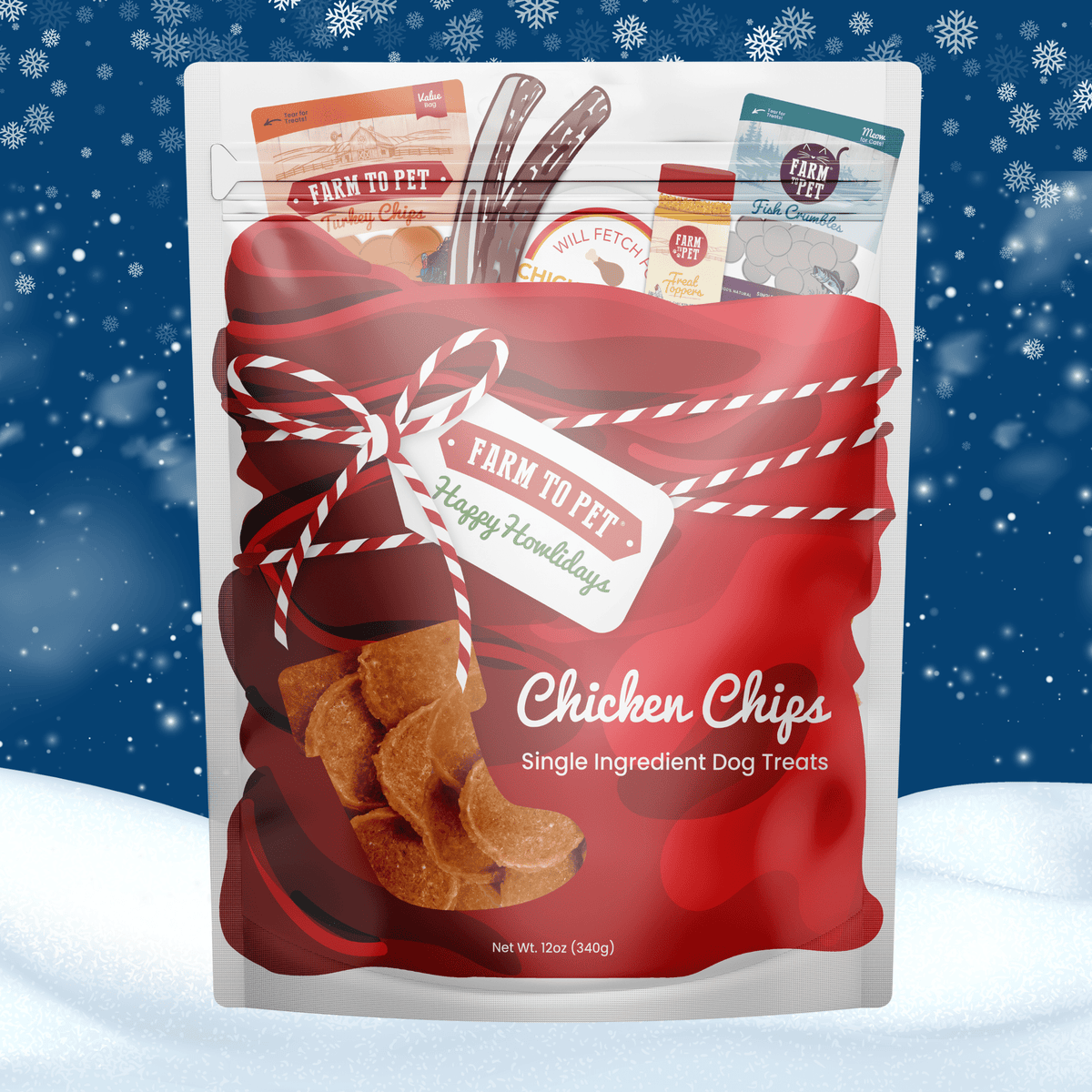 Santa Paws' Chicken Chips Gift Sack Farm To Pet
