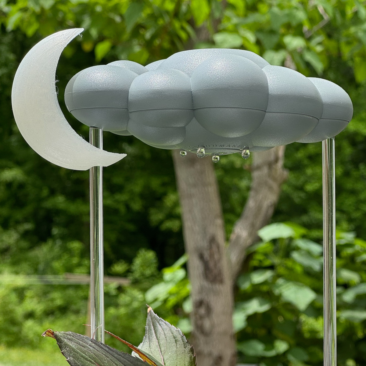 Stormy Dripping Rain Cloud with Glow in the Dark Moon Charm The Cloud Makers
