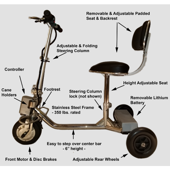 HandyScoot Folding 3 Wheel Travel Mobility Scooter LifeMed USA