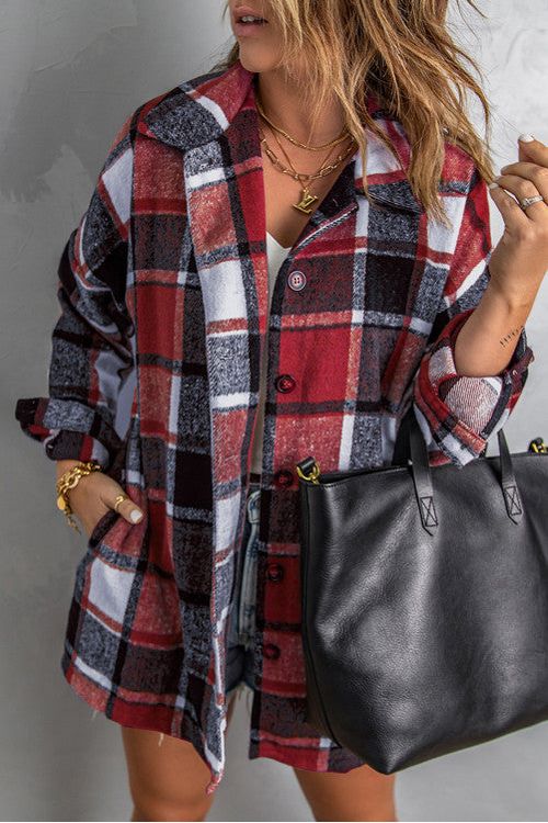 Red White and Blue Plaid Shacket Pretty Little Patriot