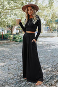 Black Crop Top Pants Set Pretty Little Patriot