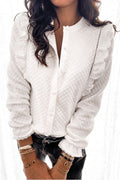 White Quilted Ruffled Blouse -clearance Pretty Little Patriot