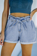 Denim Paper Bag Waist Shorts Pretty Little Patriot