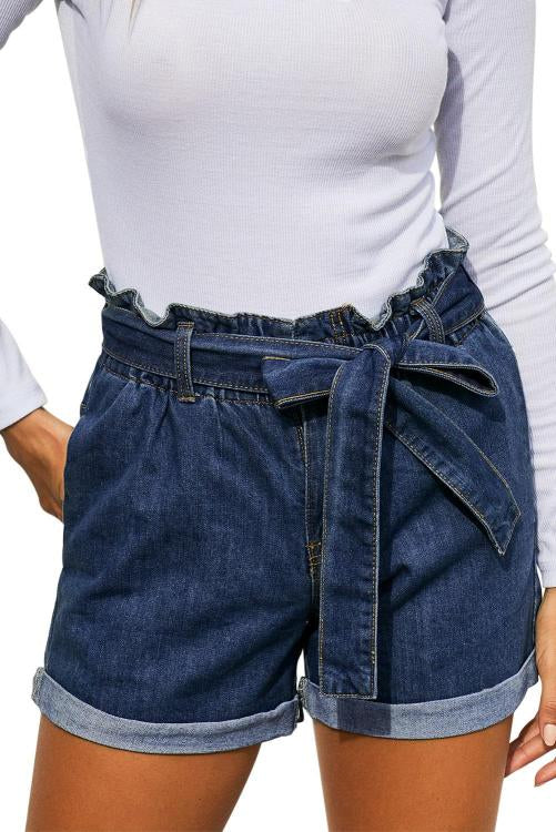 Denim Paper Bag Waist Shorts Pretty Little Patriot