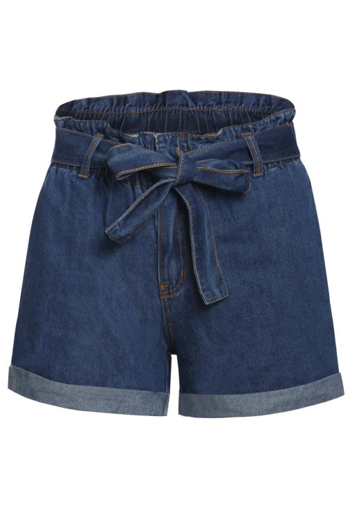 Denim Paper Bag Waist Shorts Pretty Little Patriot
