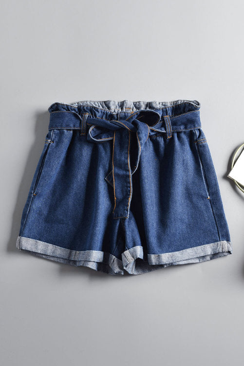 Denim Paper Bag Waist Shorts Pretty Little Patriot