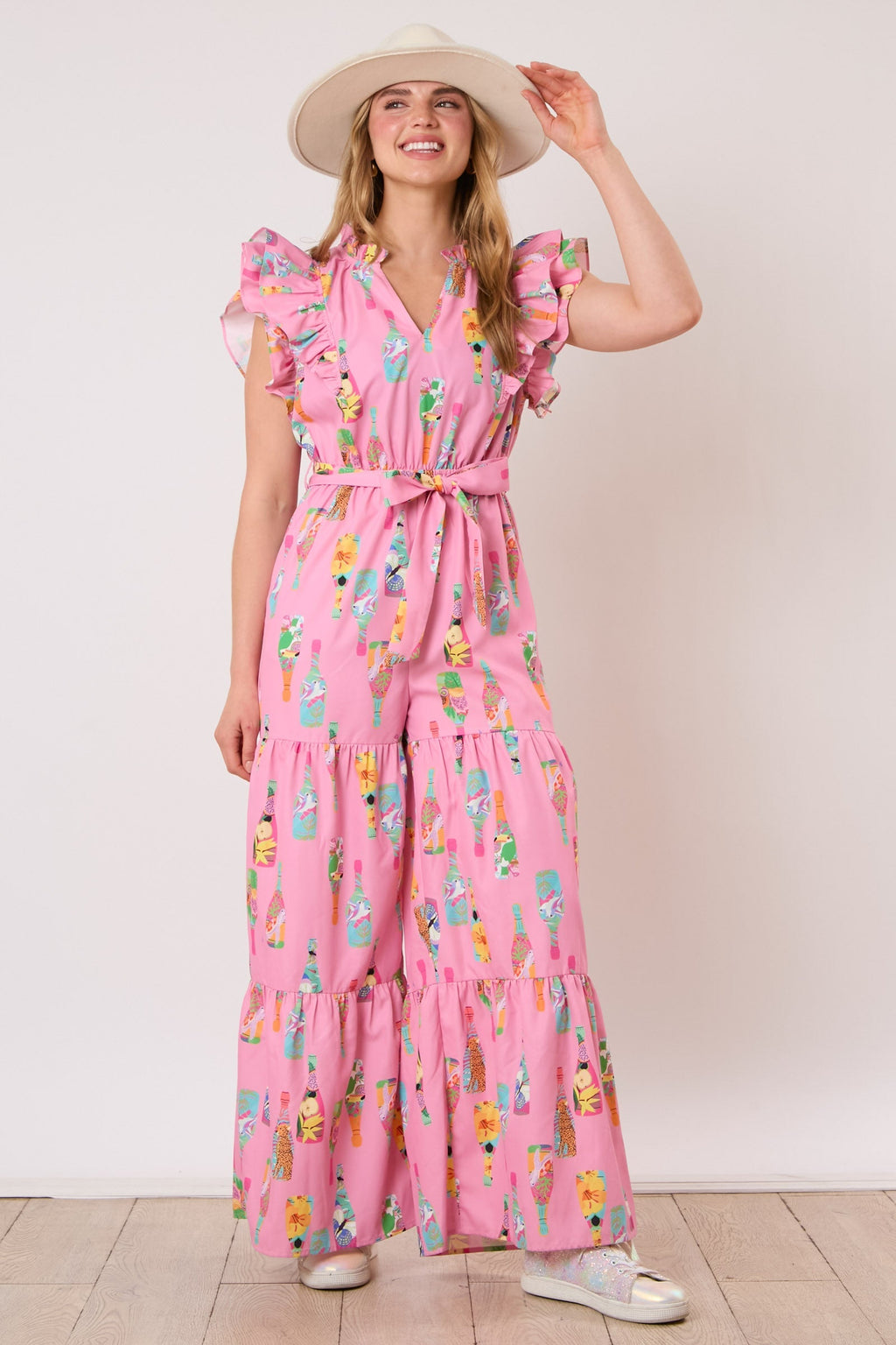 Pink Champagne brunch jumpsuit Pretty Little Patriot