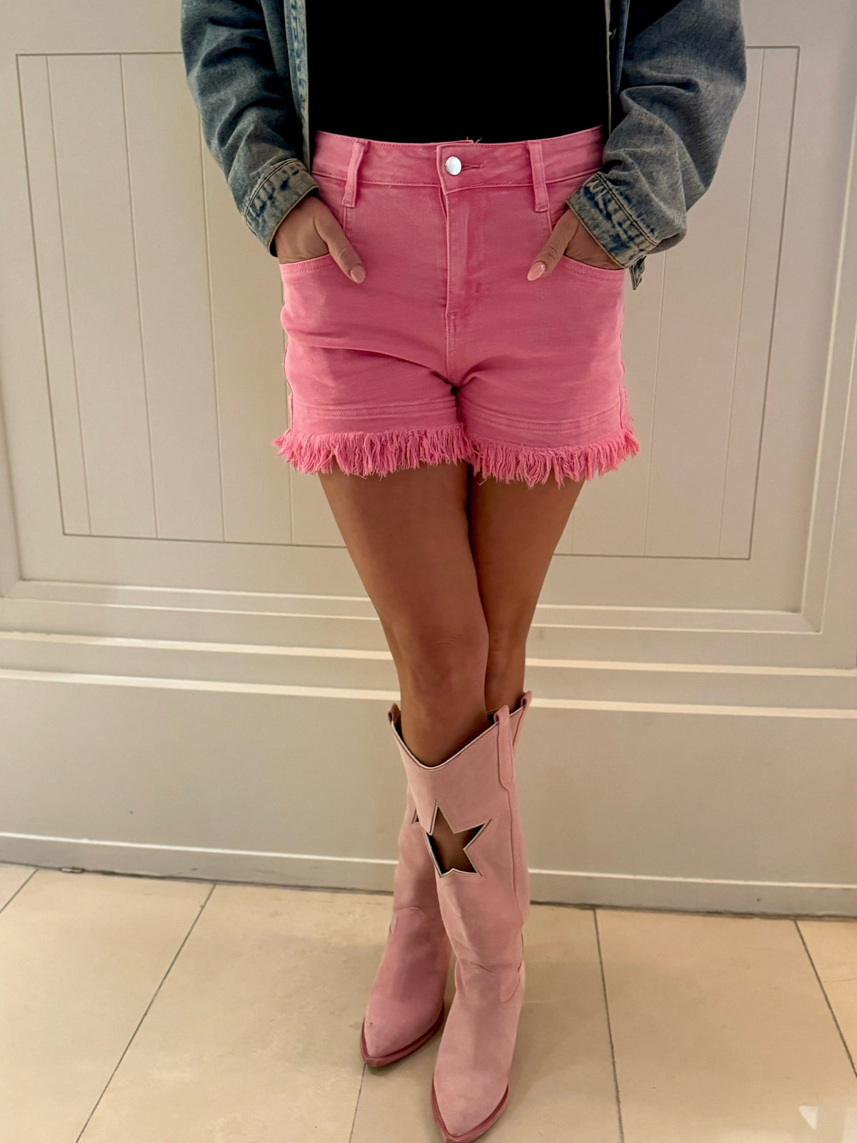 Pink Mid Rise Denim Shorts Pretty Little Patriot