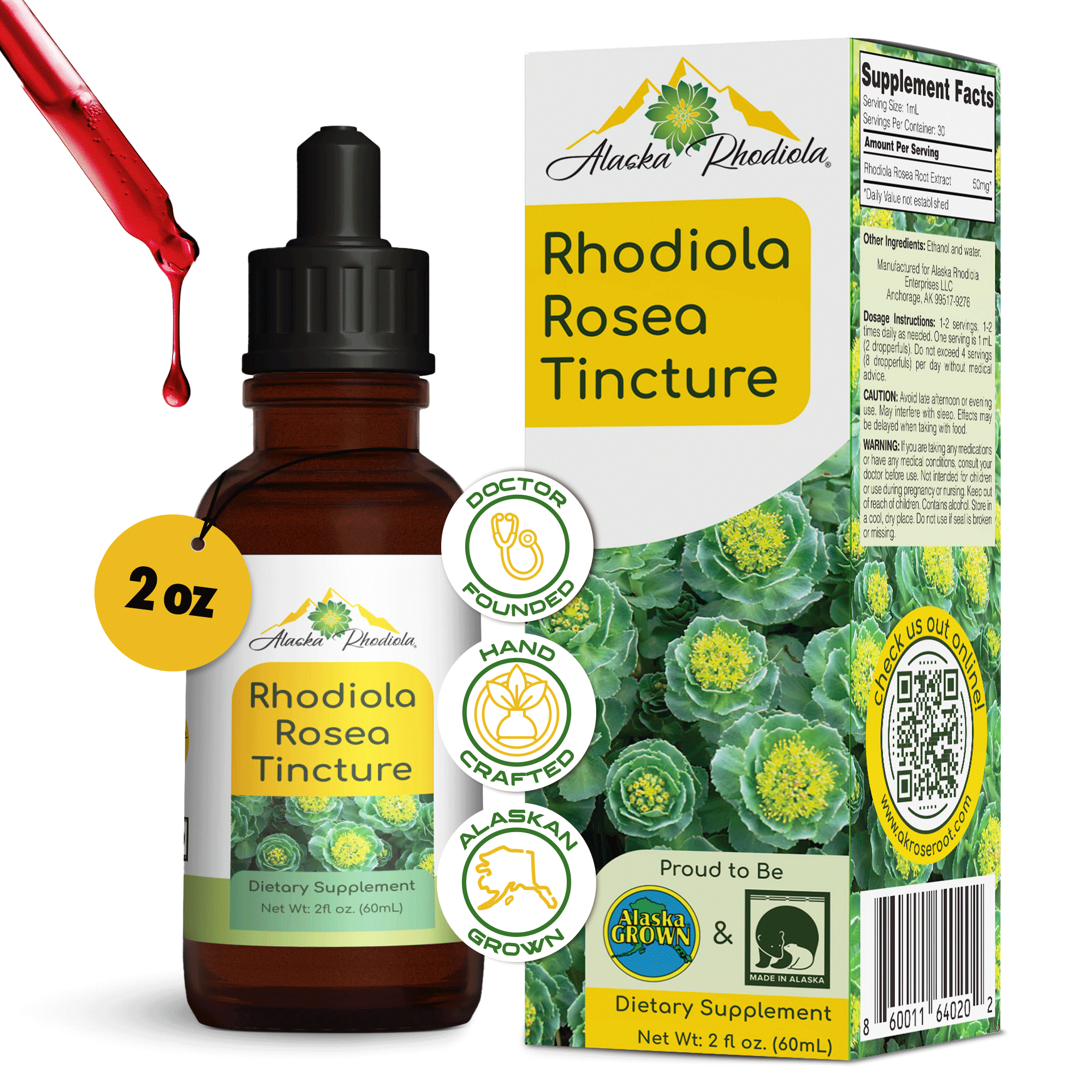 Rhodiola Rosea Tincture – Natural Stress & Energy Support (2 oz) Alaska Rhodiola