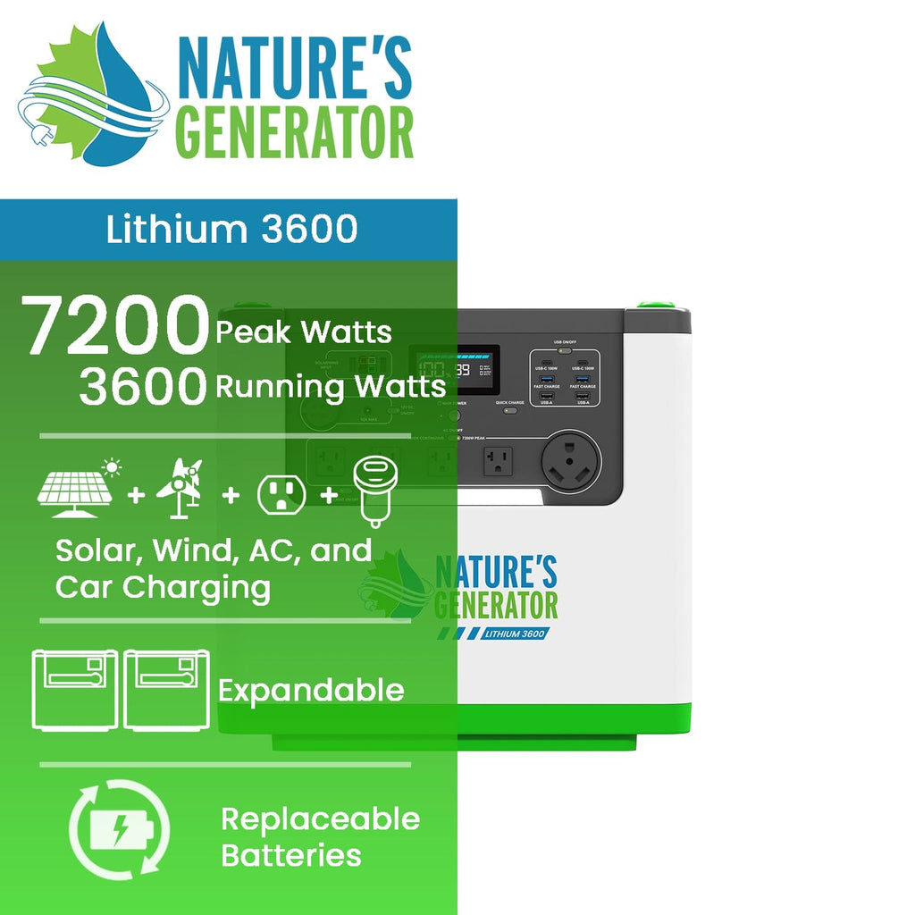 Nature's Generator Lithium 3600 Power Station Nature's Generator