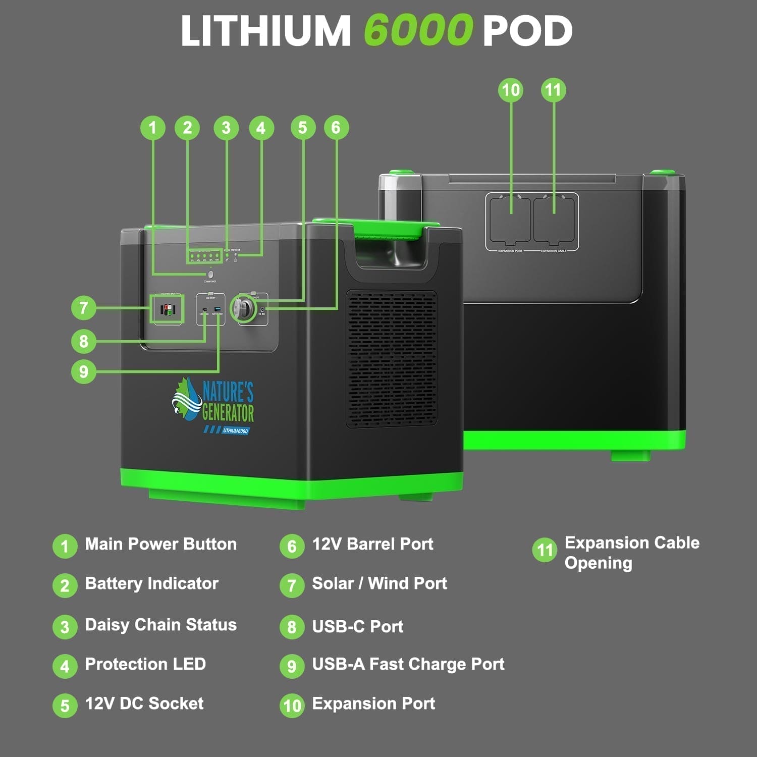 Nature's Generator Lithium 6000 and Transfer Switch Nature's Generator
