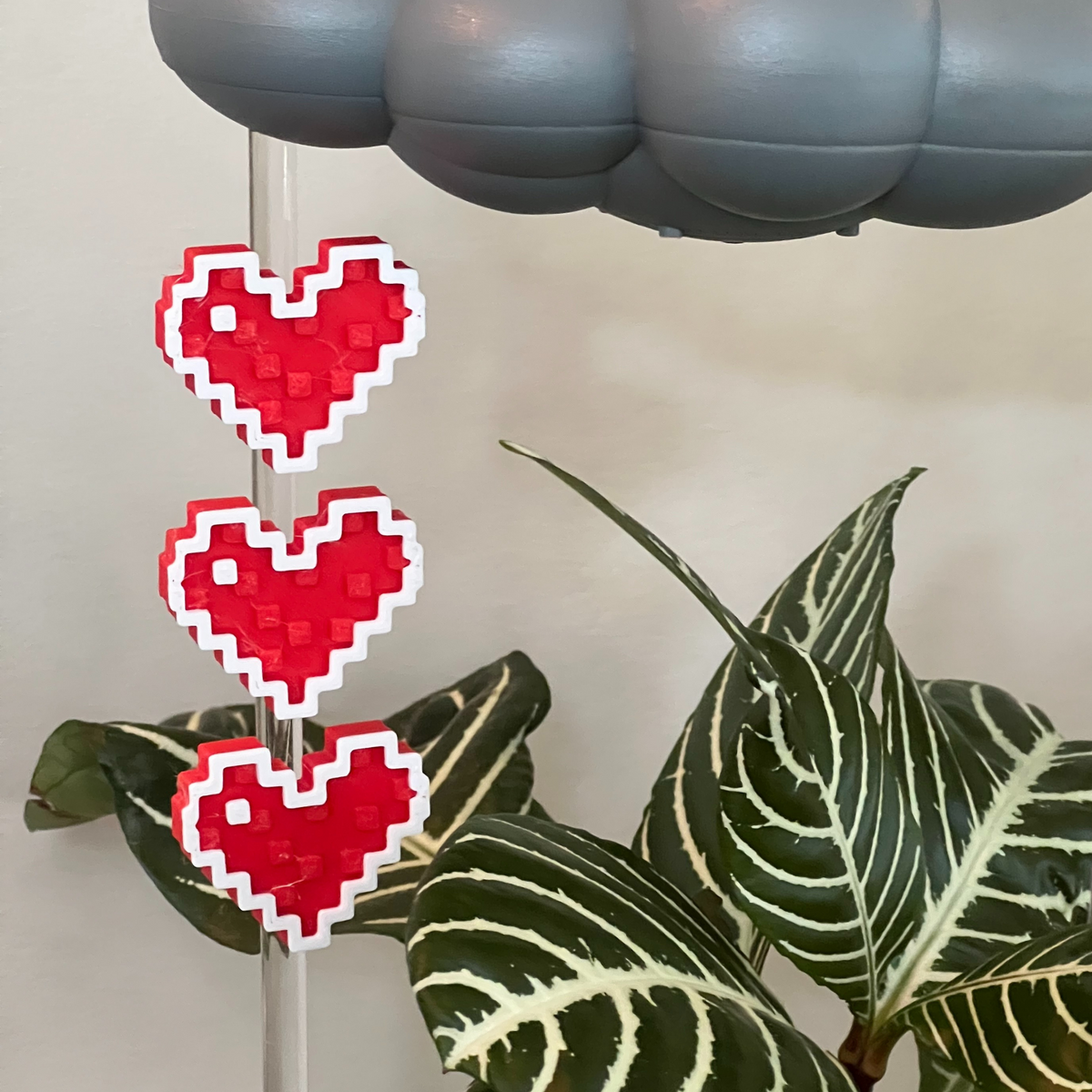 Stormy Dripping Rain Cloud with Pixel Heart Charm Set The Cloud Makers