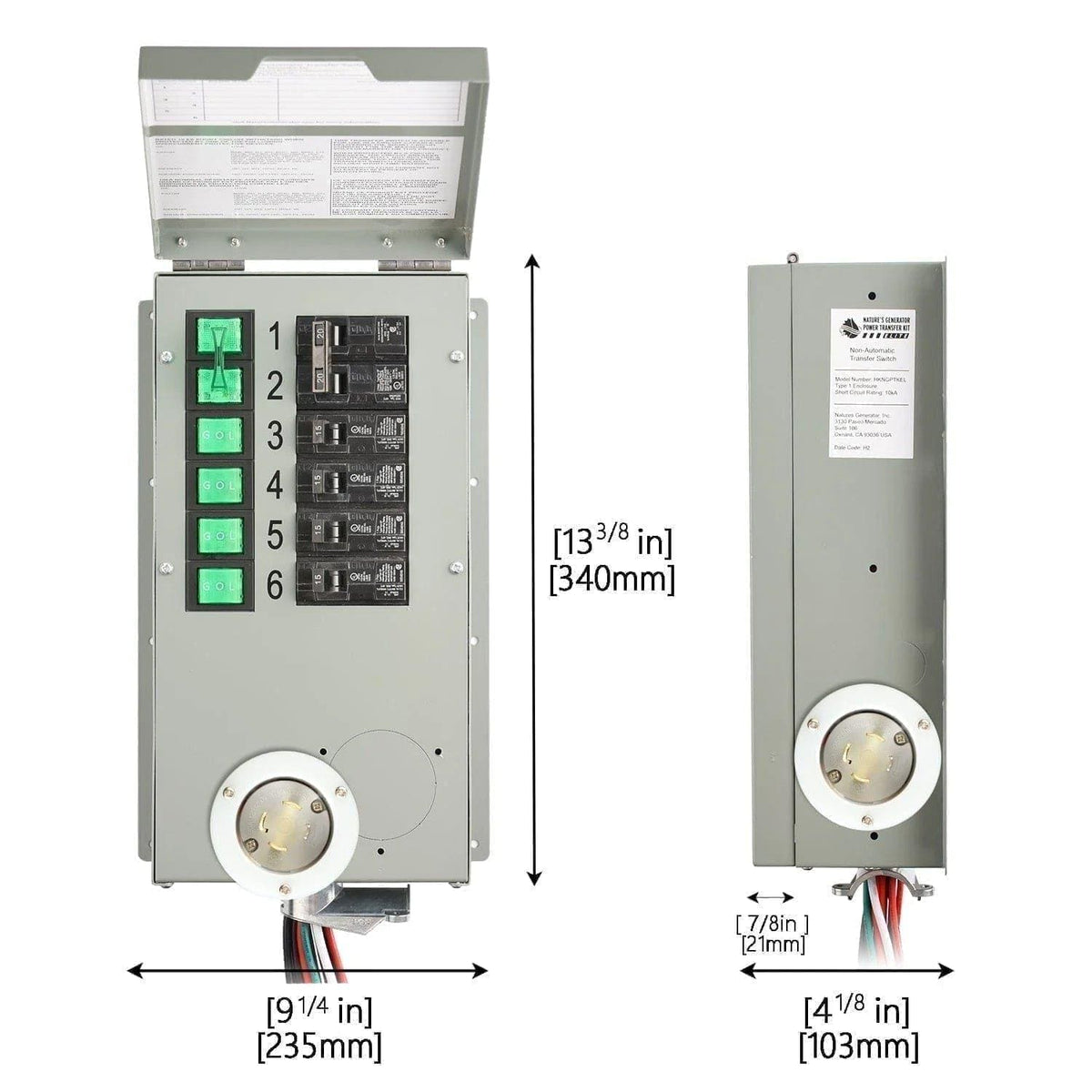 Refurbished - Nature's Generator 120V/240V 30A 6-Circuit Manual Transfer Switch Nature's Generator