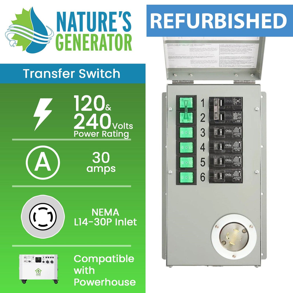 Refurbished - Nature's Generator 120V/240V 30A 6-Circuit Manual Transfer Switch Nature's Generator