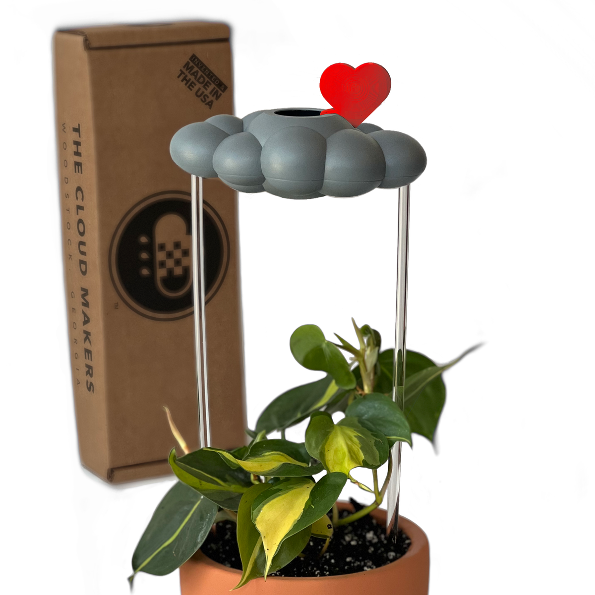 Stormy Dripping Rain Cloud with Red Heart Charm The Cloud Makers