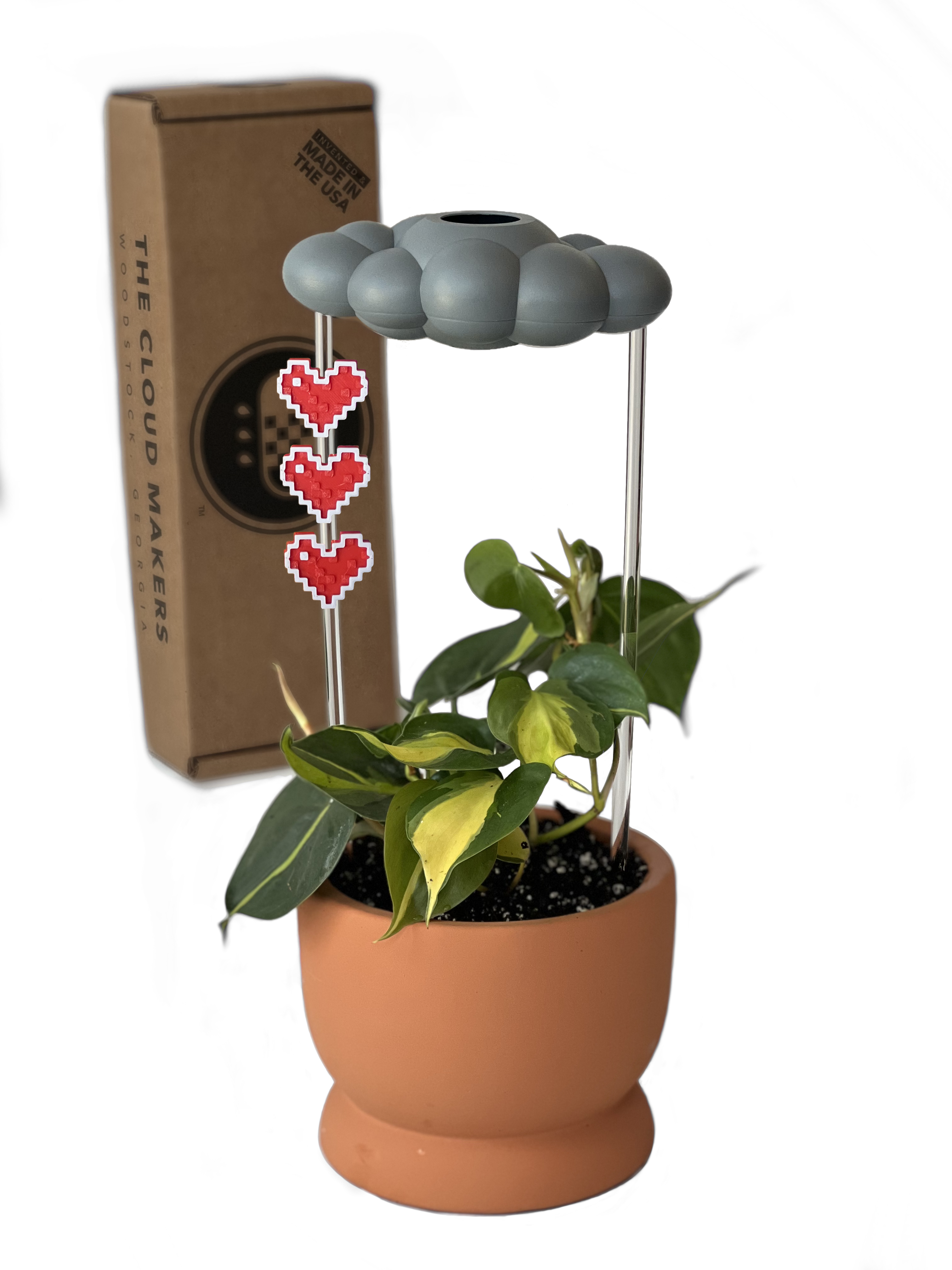 Stormy Dripping Rain Cloud with Pixel Heart Charm Set The Cloud Makers
