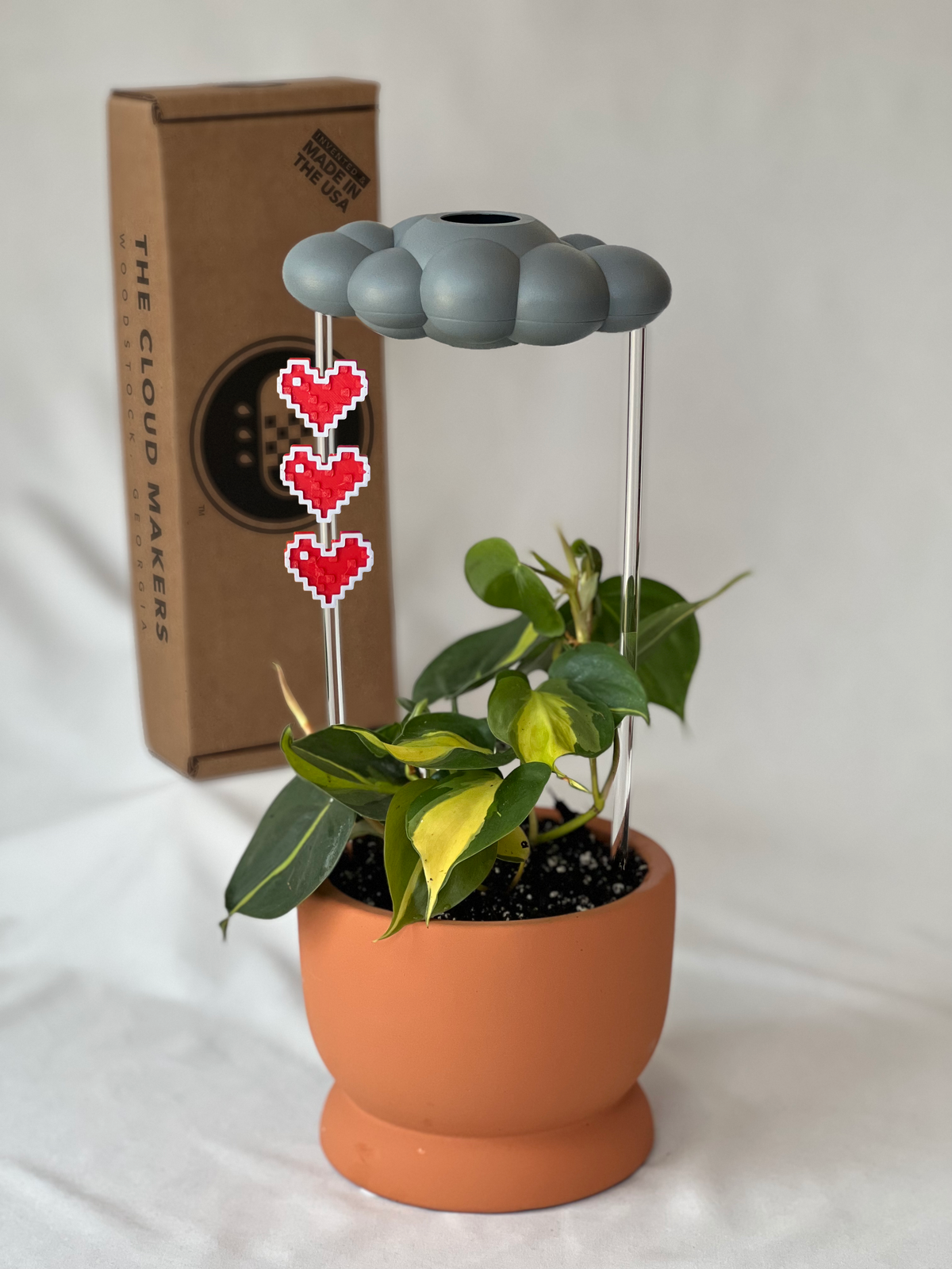 Stormy Dripping Rain Cloud with Pixel Heart Charm Set The Cloud Makers