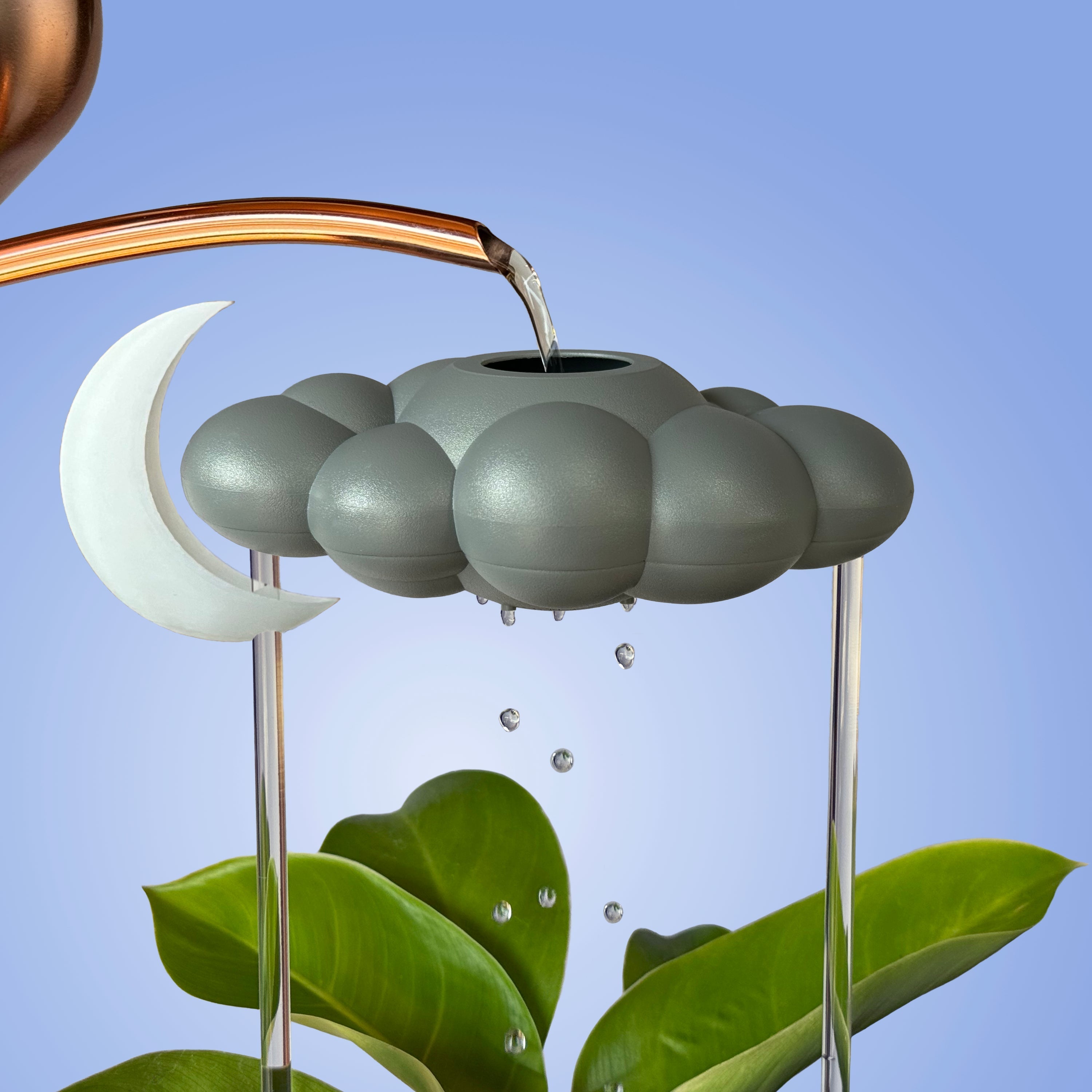 Stormy Dripping Rain Cloud with Glow in the Dark Moon Charm The Cloud Makers