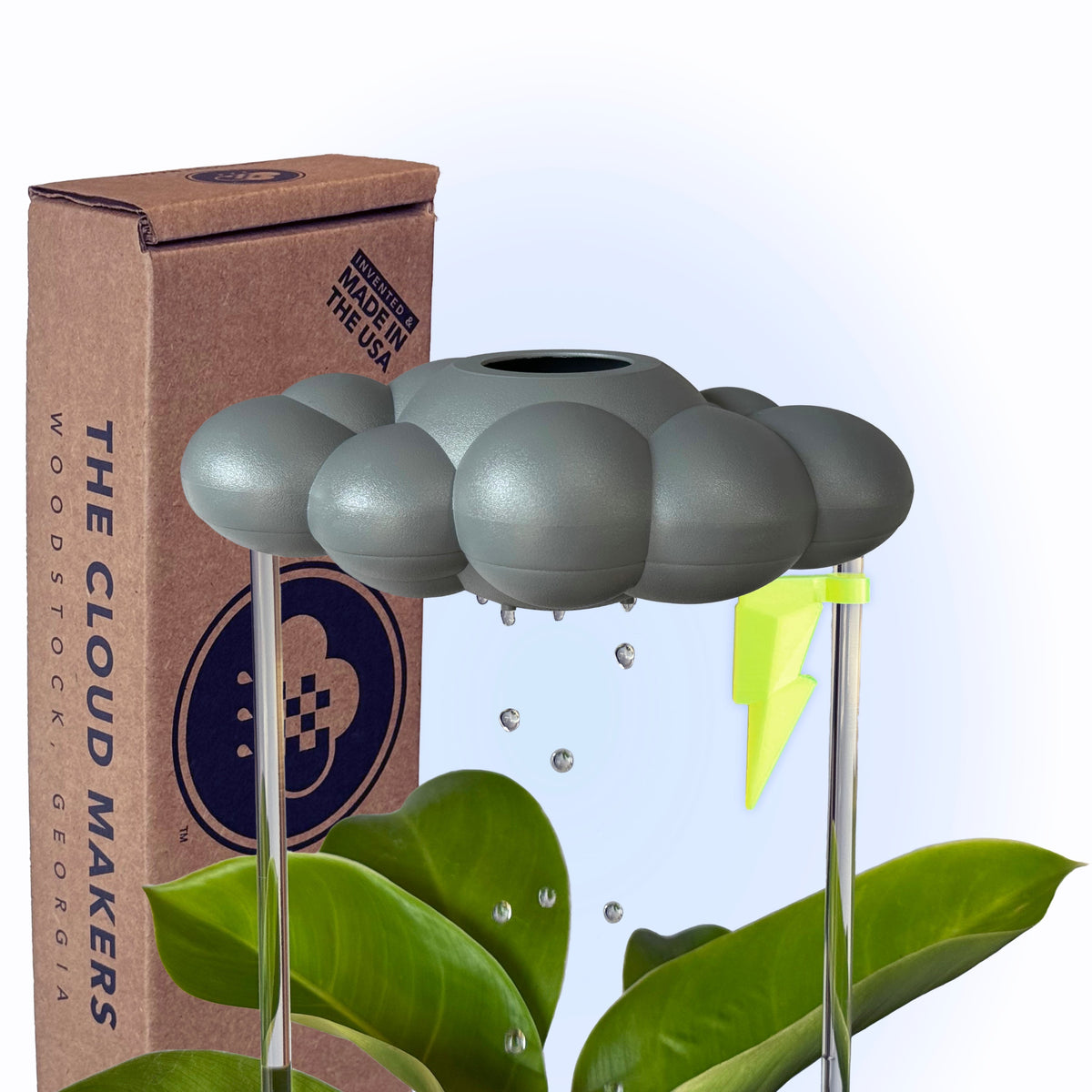 Stormy Dripping Rain Cloud with Neon Lightning Bolt Charm The Cloud Makers