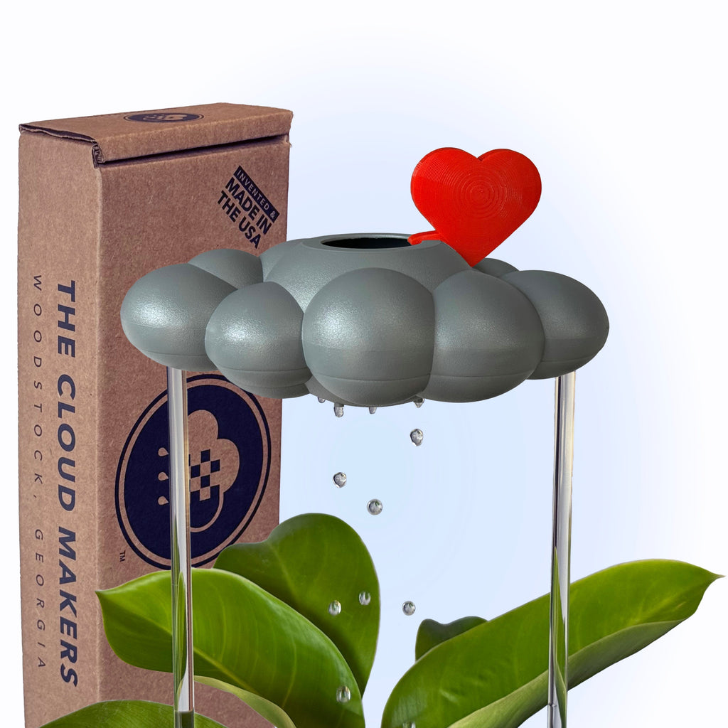 Stormy Dripping Rain Cloud with Red Heart Charm The Cloud Makers