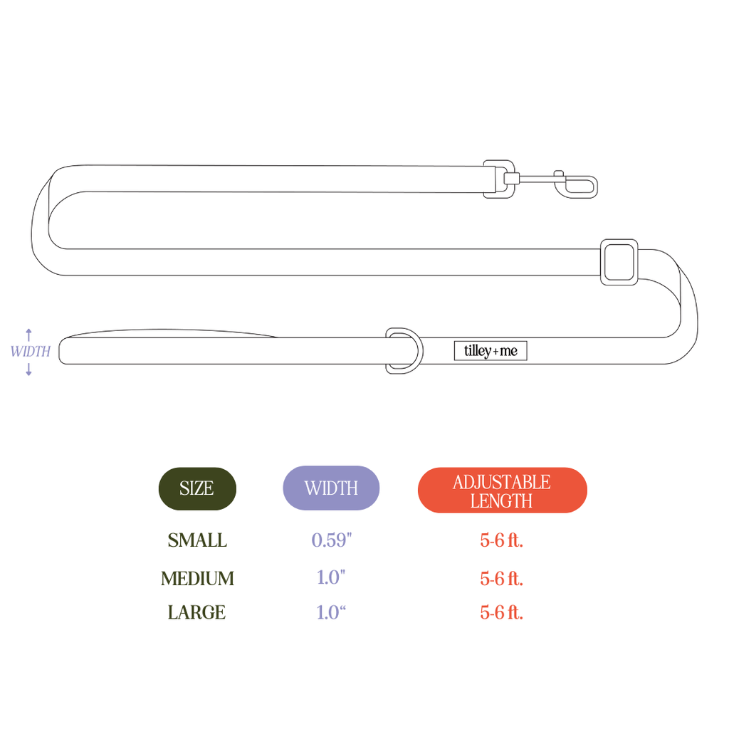 Hemp Cotton Dog Leash - Durable, Sustainable, Adjustable, Lightweight & Soft Tilley + Me