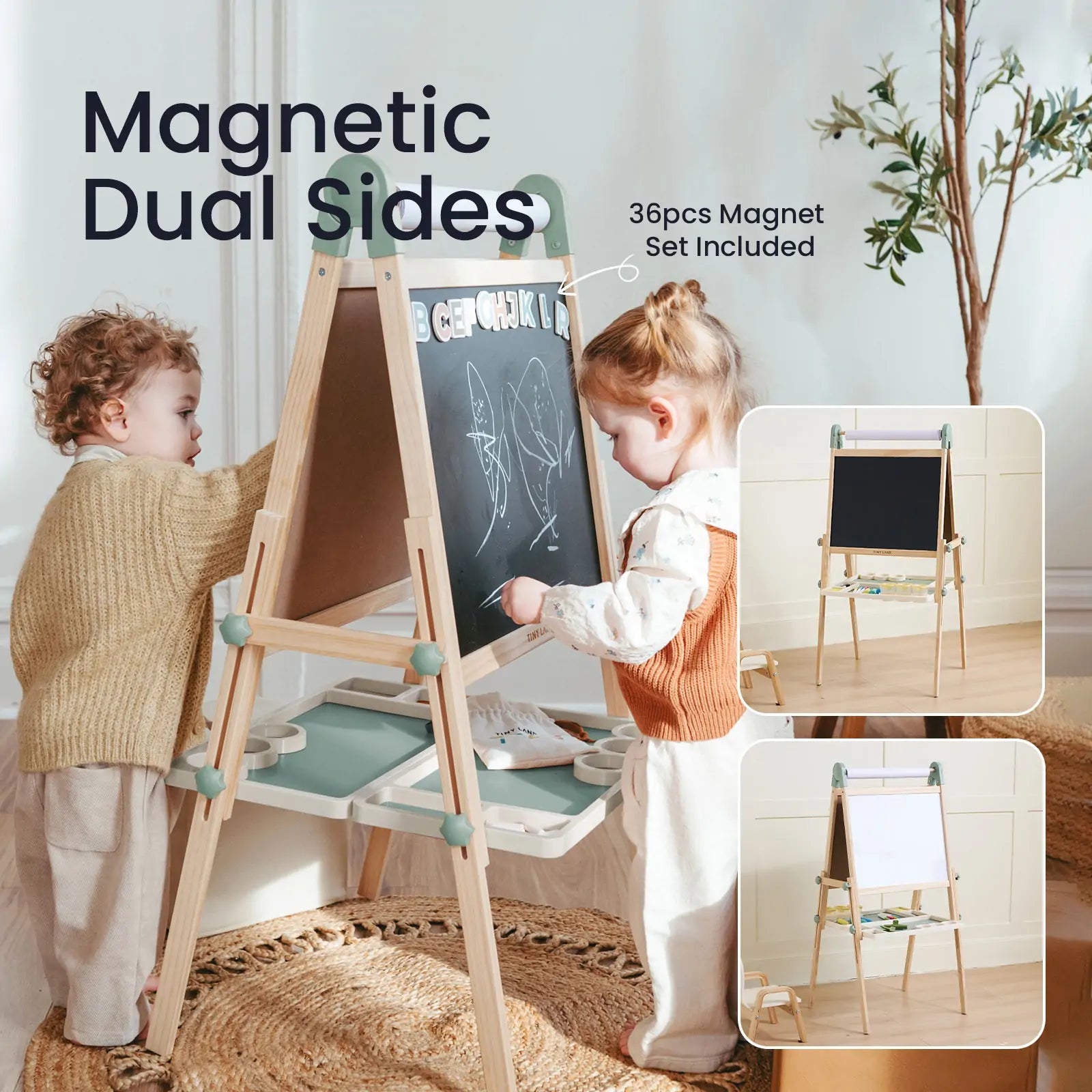 Tiny Land® Magnitales Easel for Kids - Green Tiny Land INC
