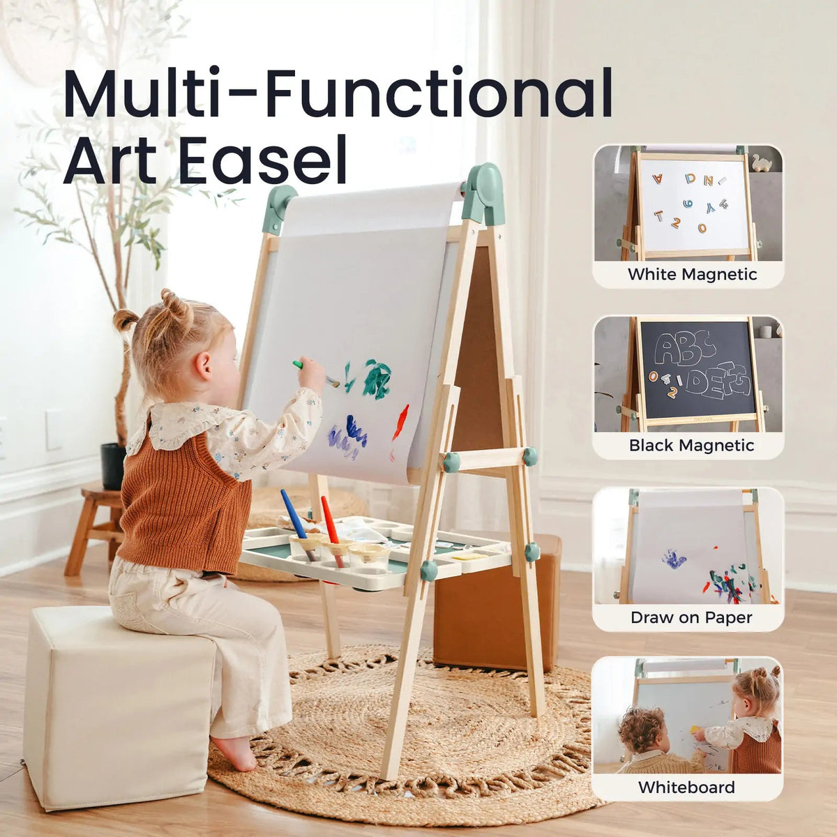 Tiny Land® Magnitales Easel for Kids - Green Tiny Land INC