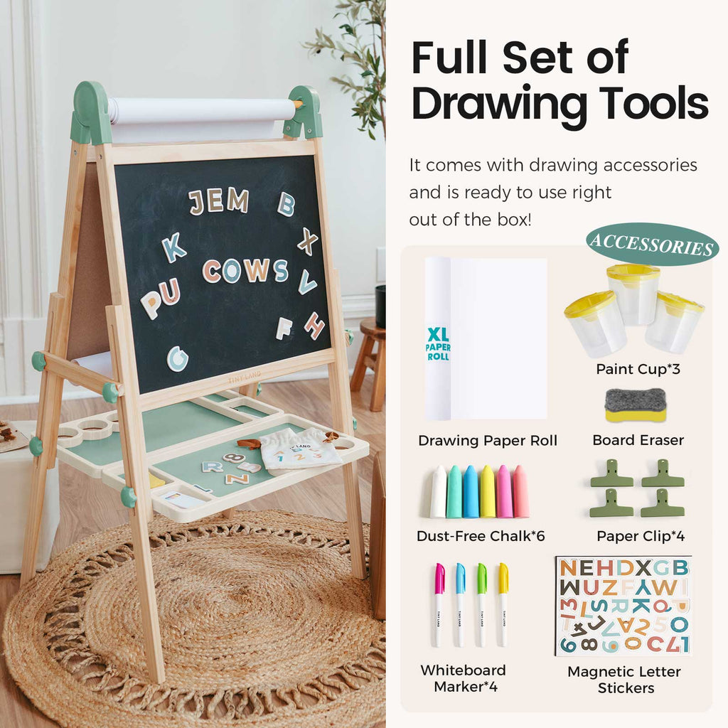 Tiny Land® Magnitales Easel for Kids - Green Tiny Land INC