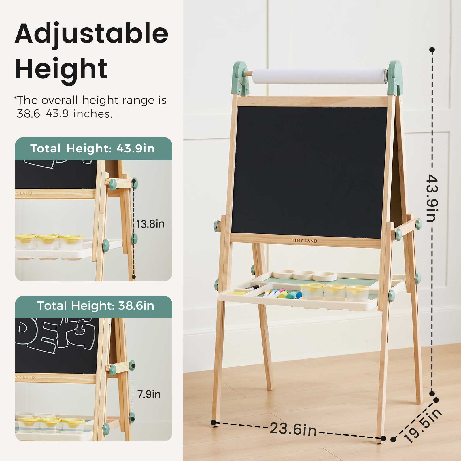 Tiny Land® Magnitales Easel for Kids - Green Tiny Land INC