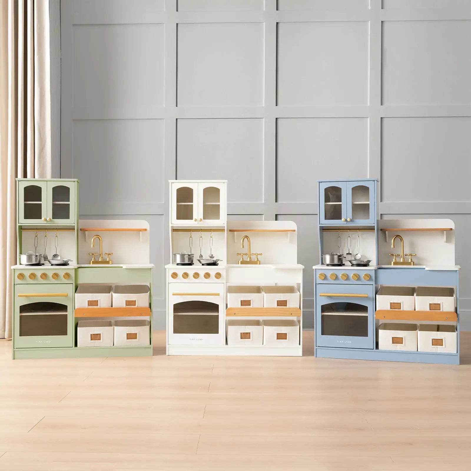 Tiny Land® Wooden Play Kitchen with Storage for Creative Toddlers Tiny Land INC