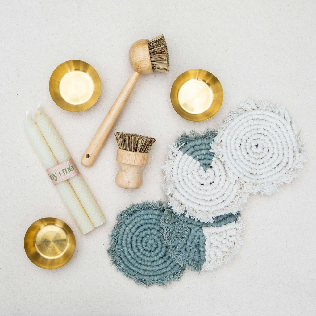 Handmade Macrame Coasters | Set of 4 Boho Drink Mats Tilley + Me