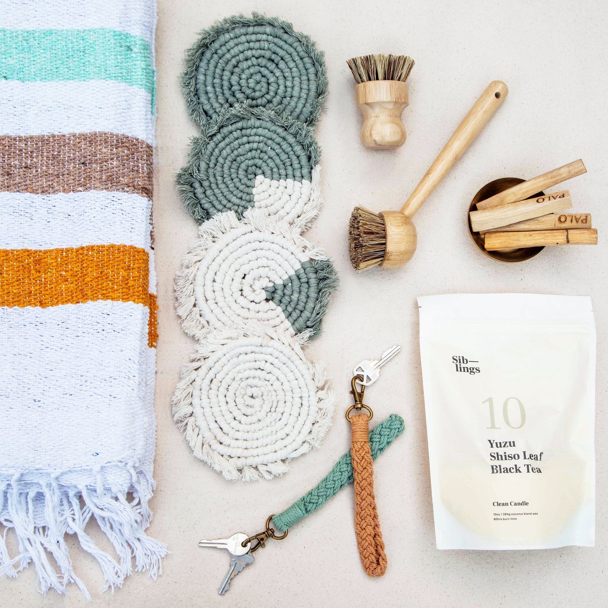 Handmade Macrame Coasters | Set of 4 Boho Drink Mats Tilley + Me