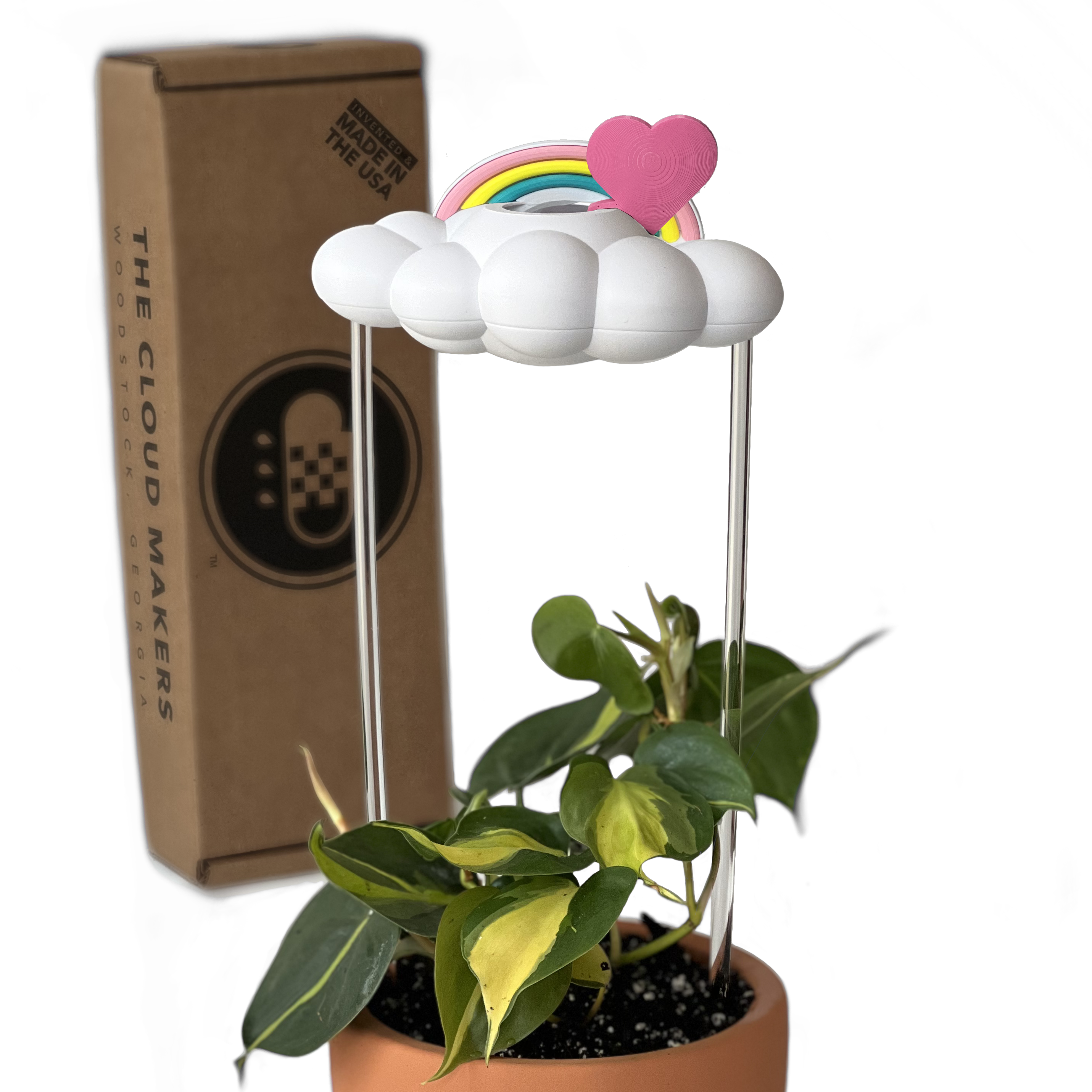 Original Dripping Rain Cloud with Pink Heart and Pastel Rainbow Charms The Cloud Makers