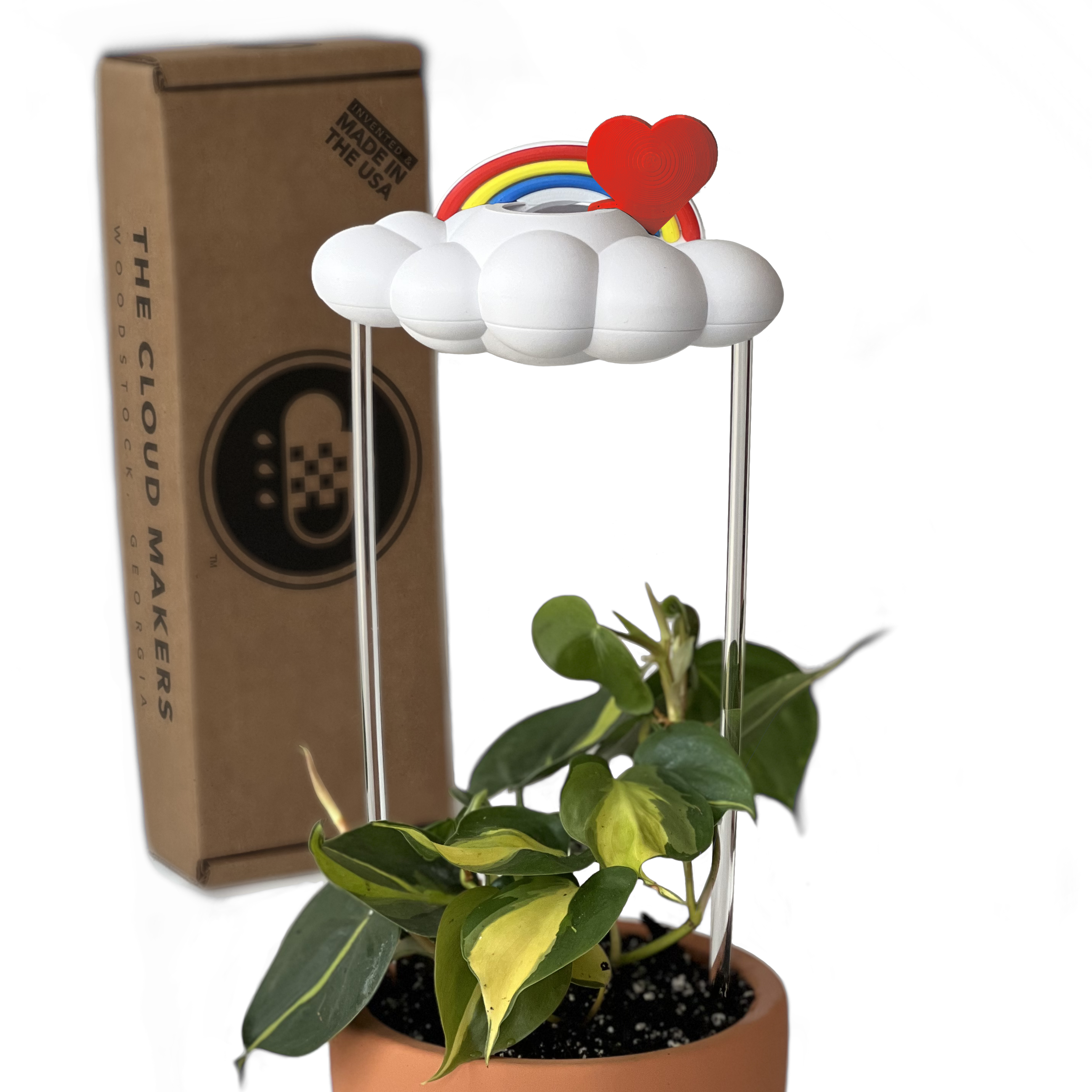 Original Dripping Rain Cloud with Red Heart and Rainbow Charms The Cloud Makers