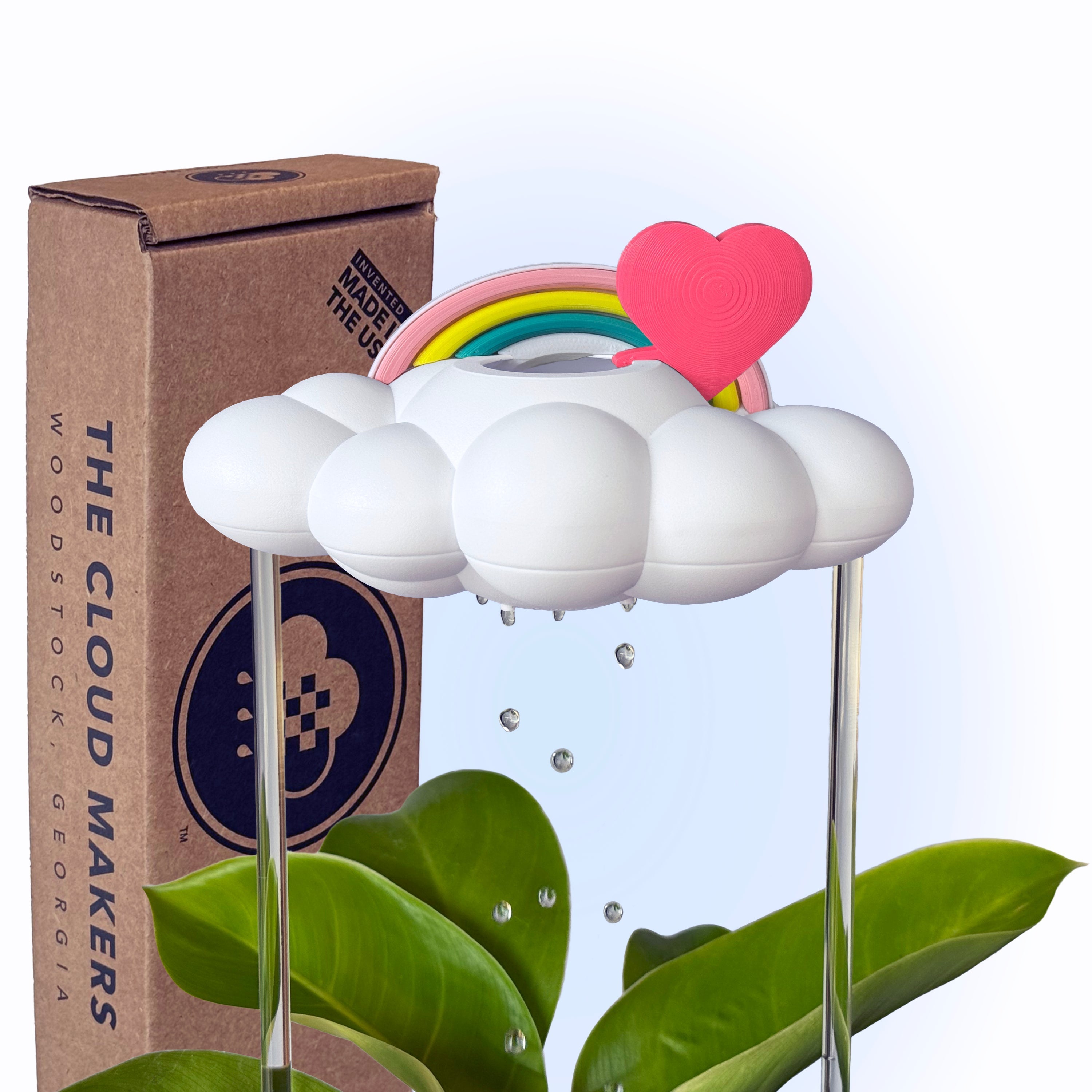 Original Dripping Rain Cloud with Pink Heart and Pastel Rainbow Charms The Cloud Makers