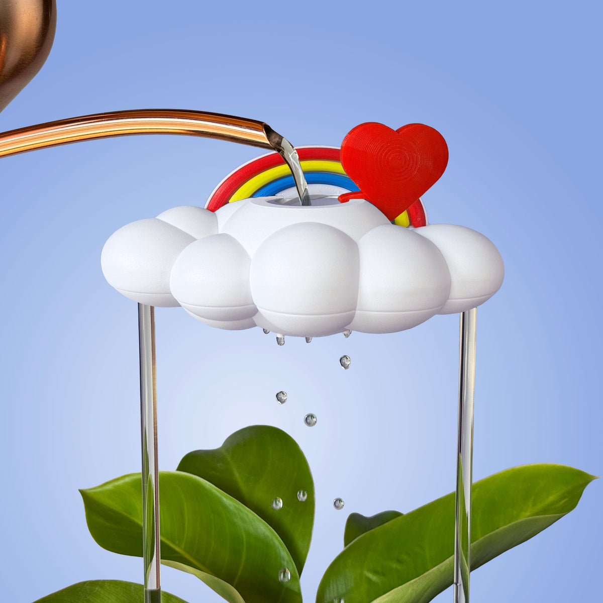 Original Dripping Rain Cloud with Red Heart and Rainbow Charms The Cloud Makers