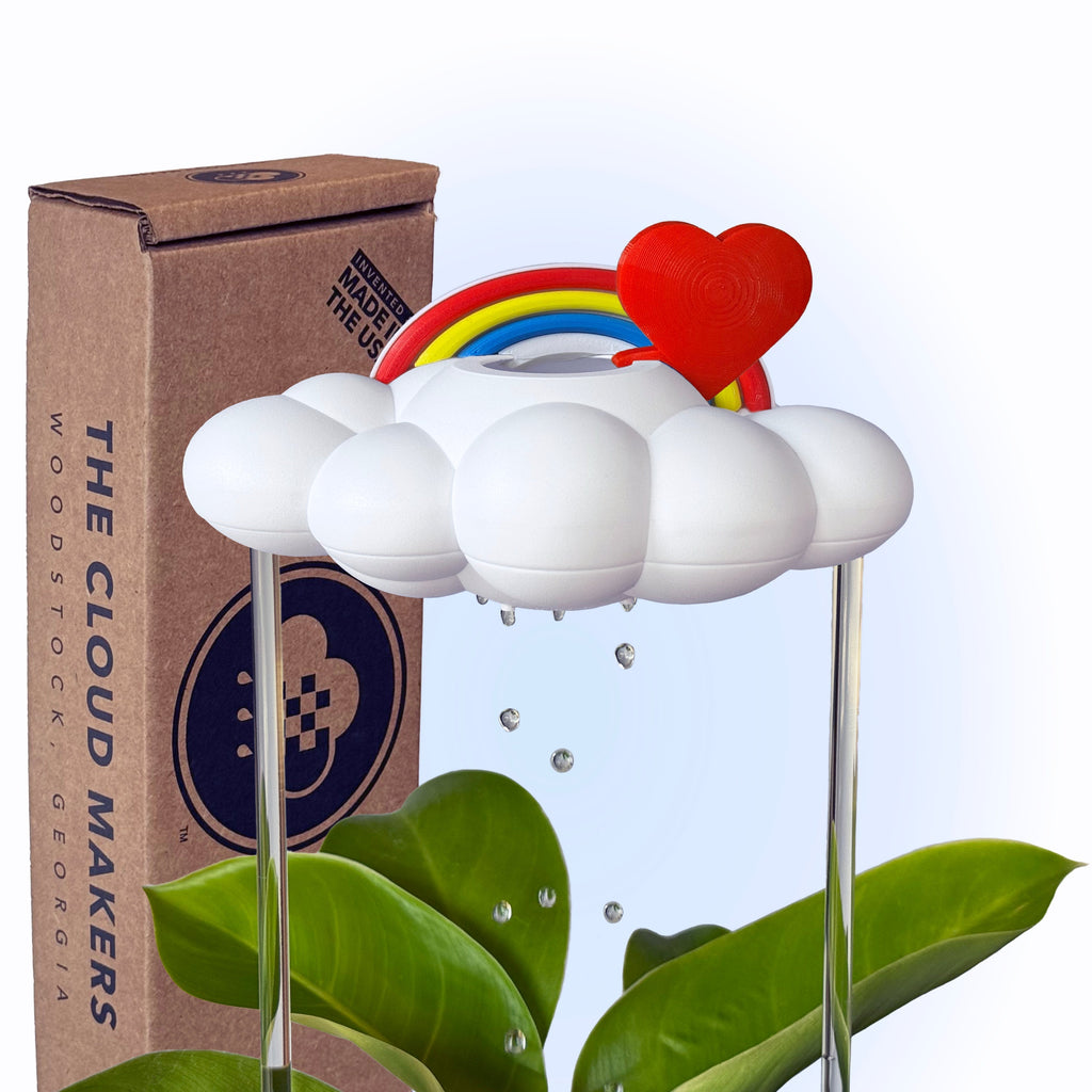 Original Dripping Rain Cloud with Red Heart and Rainbow Charms The Cloud Makers