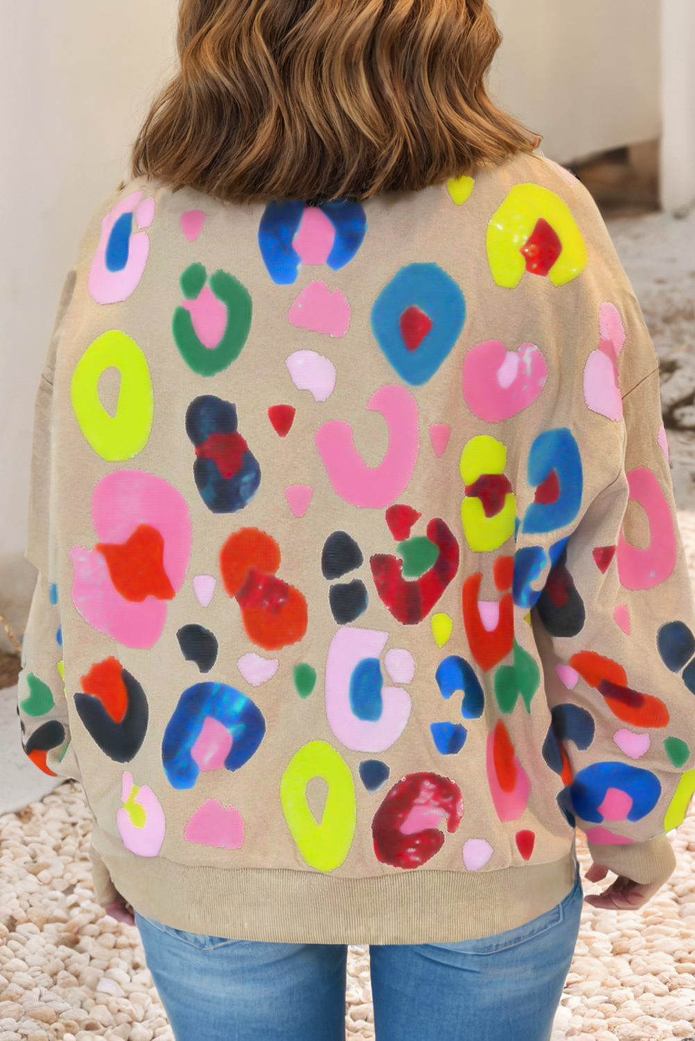 Leopard Drop Shoulder Bright Sweatshirt Pretty Little Patriot