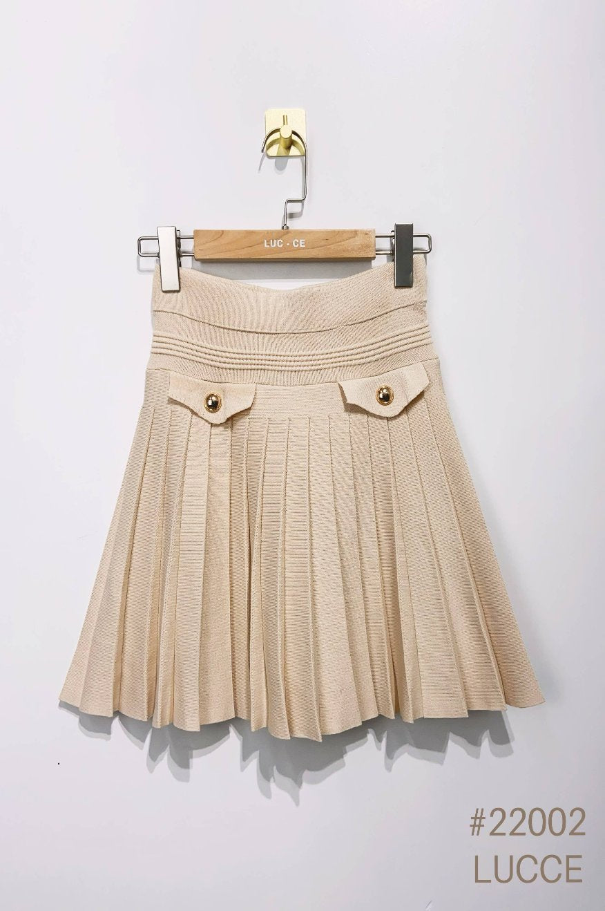 Khaki Pleated knit skirt -clearance Pretty Little Patriot