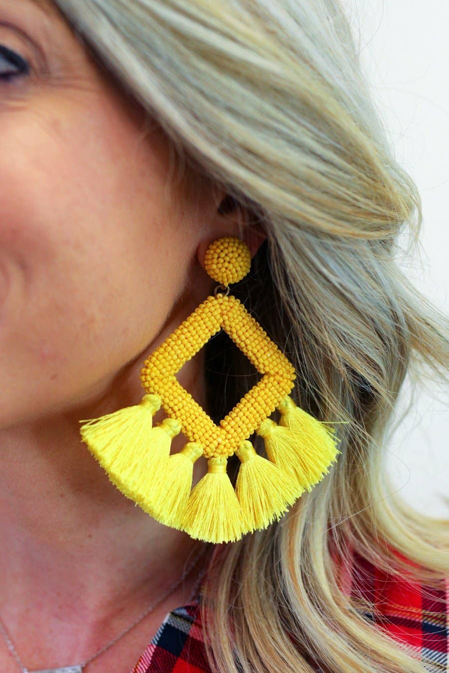 Hot Pink Ellie Fringe Drop Earrings Pretty Little Patriot