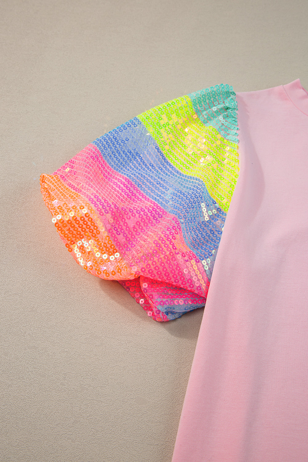 Rainbow Pastel Sequin Puff Sleeve Top Pretty Little Patriot