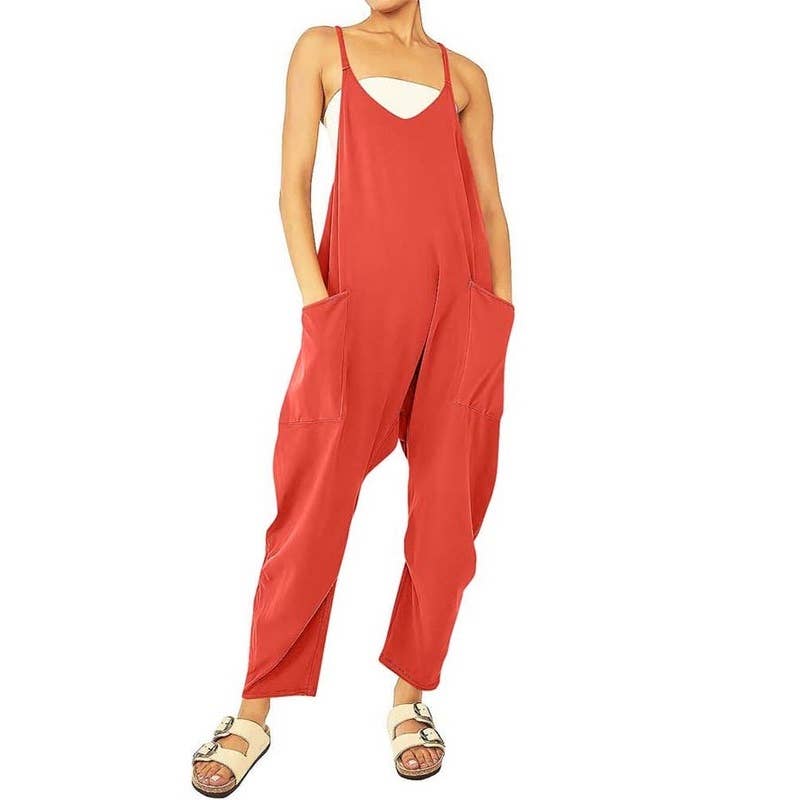 Feisty Coral Orange jumpsuit Pretty Little Patriot
