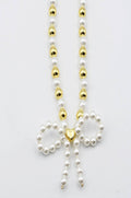 Audrey Bow gold and pearl necklace -clearance Pretty Little Patriot