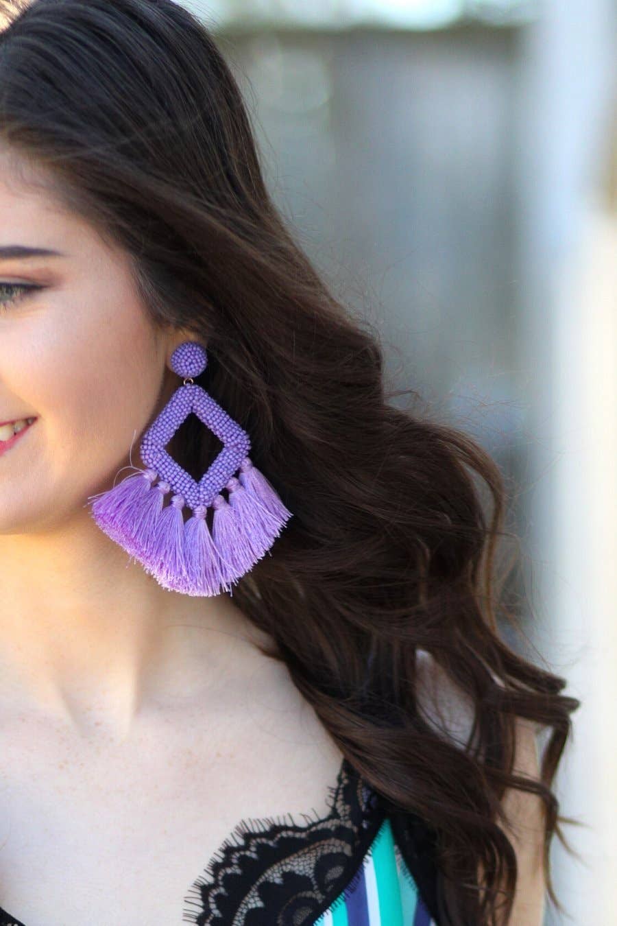 Hot Pink Ellie Fringe Drop Earrings Pretty Little Patriot