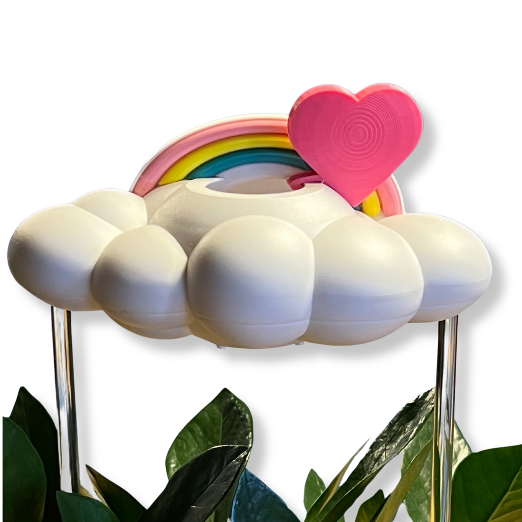 Original Dripping Rain Cloud with Pink Heart and Pastel Rainbow Charms The Cloud Makers