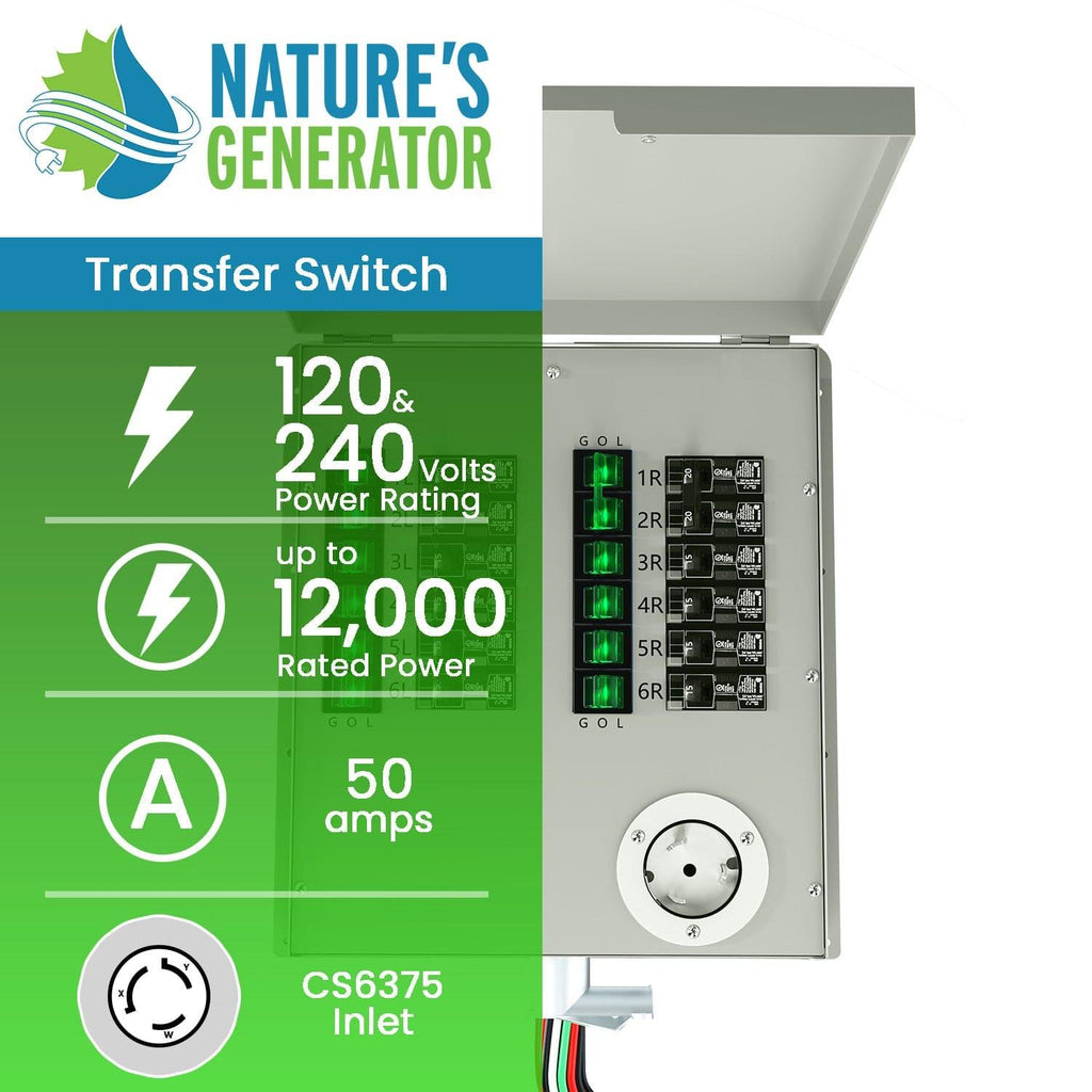 Nature's Generator 12-Circuit 120/240V 50A Non-Automatic Power Transfer Switch Nature's Generator